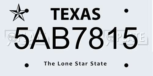 5AB7815 Texas License Plate