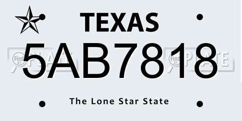 5AB7818 Texas License Plate