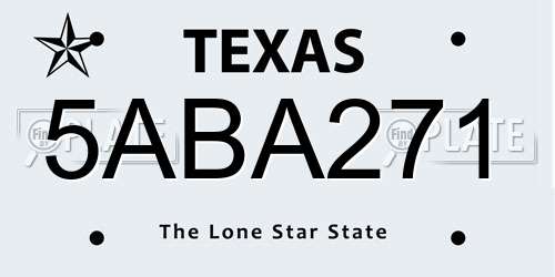 5ABA271 Texas License Plate