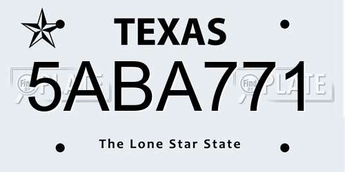 5ABA771 Texas License Plate