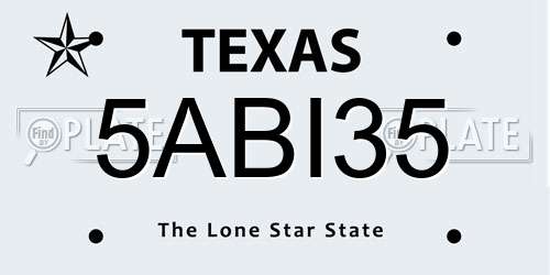 5ABI35 Texas License Plate