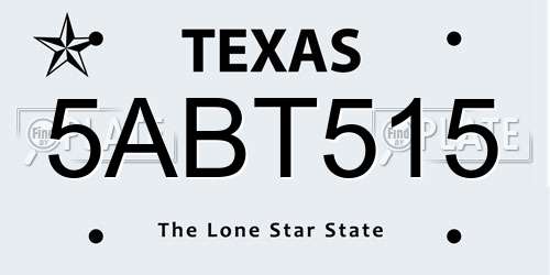 5ABT515 Texas License Plate