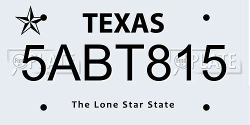 5ABT815 Texas License Plate