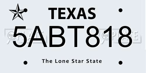 5ABT818 Texas License Plate