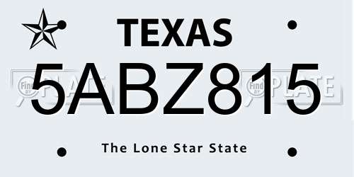 5ABZ815 Texas License Plate