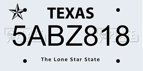 5ABZ818 Texas License Plate