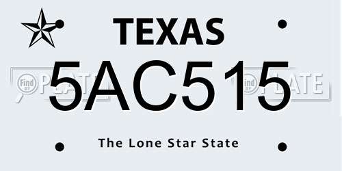 5AC515 Texas License Plate