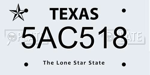 5AC518 Texas License Plate