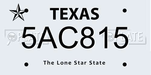 5AC815 Texas License Plate