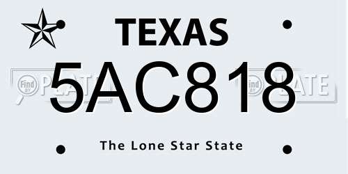 5AC818 Texas License Plate