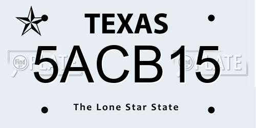 5ACB15 Texas License Plate