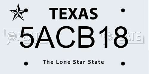 5ACB18 Texas License Plate