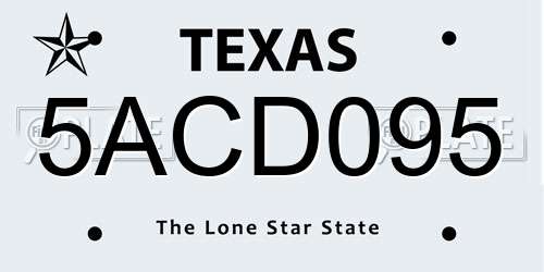 5ACD095 Texas License Plate