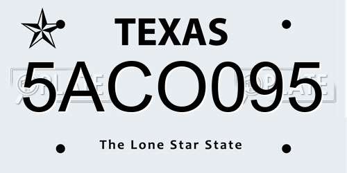 5ACO095 Texas License Plate
