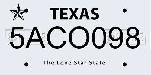5ACO098 Texas License Plate