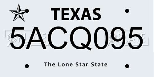 5ACQ095 Texas License Plate