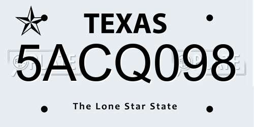 5ACQ098 Texas License Plate