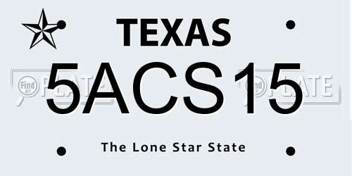 5ACS15 Texas License Plate