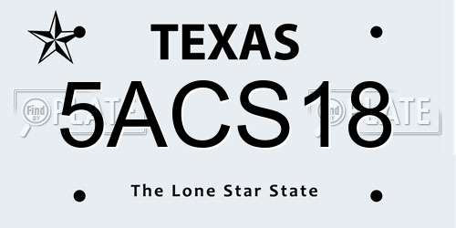 5ACS18 Texas License Plate