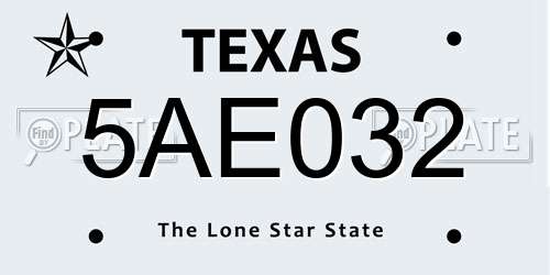5AE032 Texas License Plate