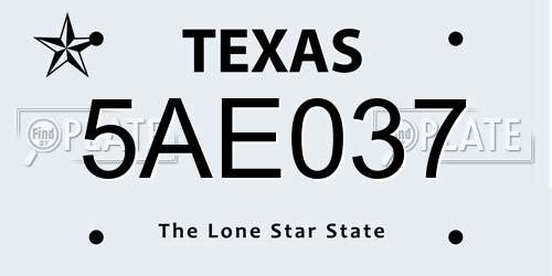 5AE037 Texas License Plate