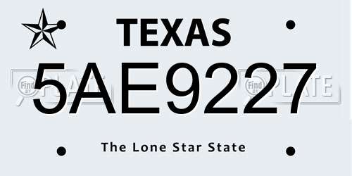 5AE9227 Texas License Plate