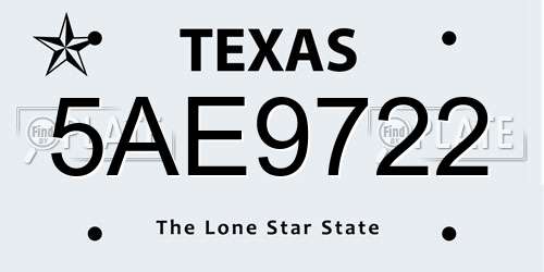 5AE9722 Texas License Plate