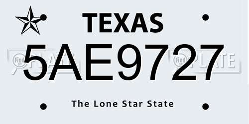 5AE9727 Texas License Plate