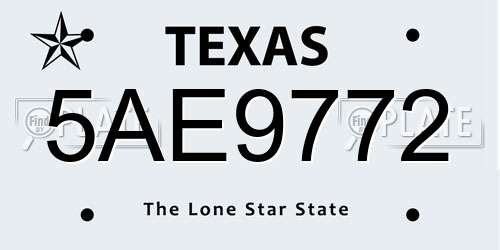 5AE9772 Texas License Plate