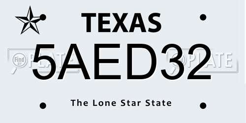 5AED32 Texas License Plate