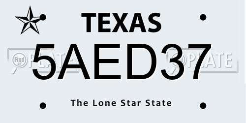 5AED37 Texas License Plate