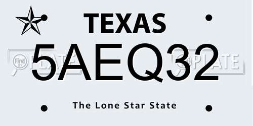 5AEQ32 Texas License Plate