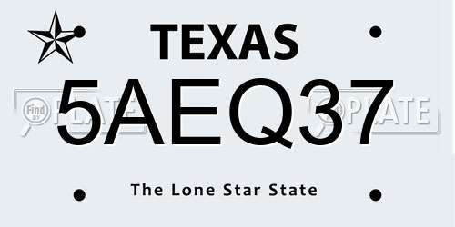 5AEQ37 Texas License Plate