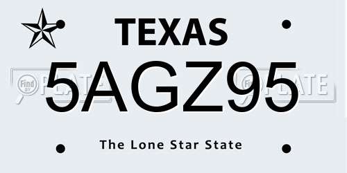 5AGZ95 Texas License Plate
