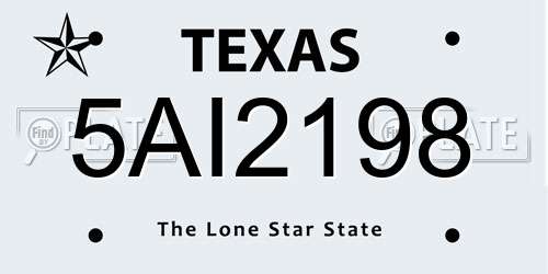 5AI2198 Texas License Plate