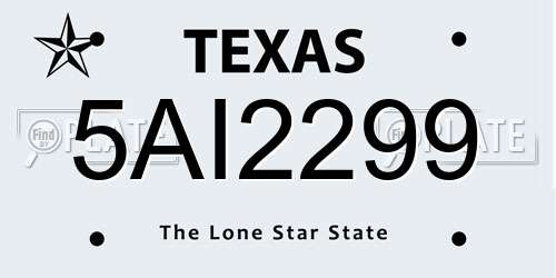 5AI2299 Texas License Plate