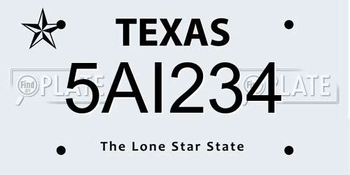 5AI234 Texas License Plate