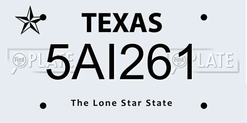 5AI261 Texas License Plate