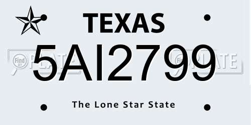 5AI2799 Texas License Plate