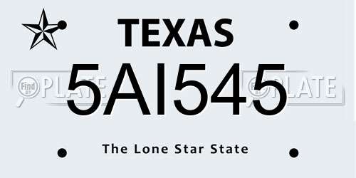5AI545 Texas License Plate