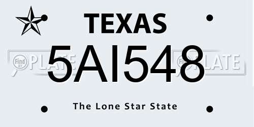 5AI548 Texas License Plate