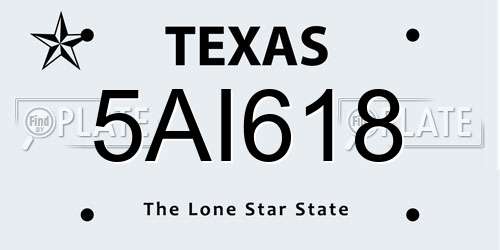 5AI618 Texas License Plate