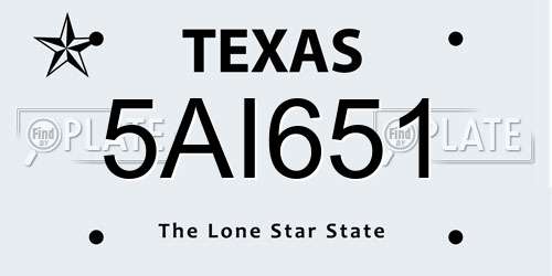 5AI651 Texas License Plate