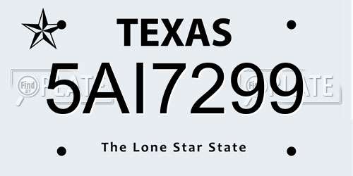 5AI7299 Texas License Plate