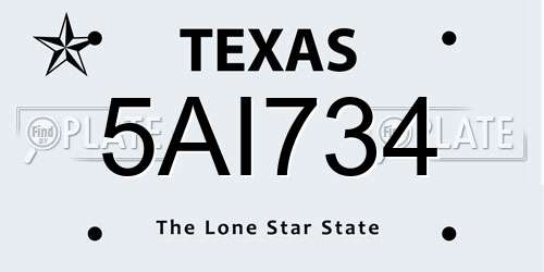 5AI734 Texas License Plate