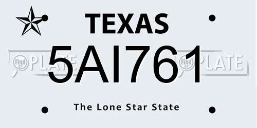 5AI761 Texas License Plate