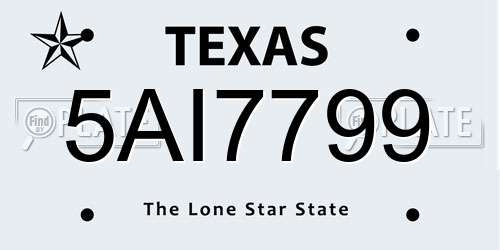 5AI7799 Texas License Plate