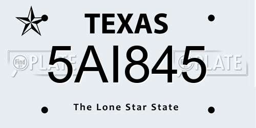 5AI845 Texas License Plate