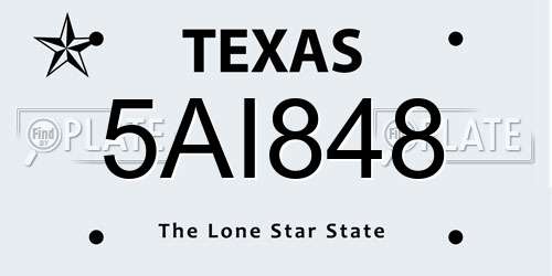 5AI848 Texas License Plate