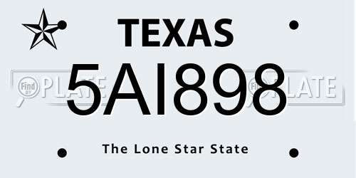 5AI898 Texas License Plate